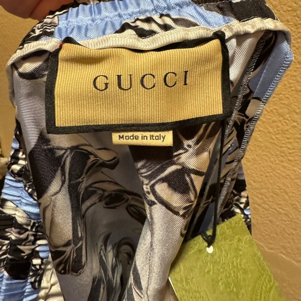 New Gucci Horsebit Logo Silk Shorts Blue Black Size IT 54 / US L 36 - 40 Waist